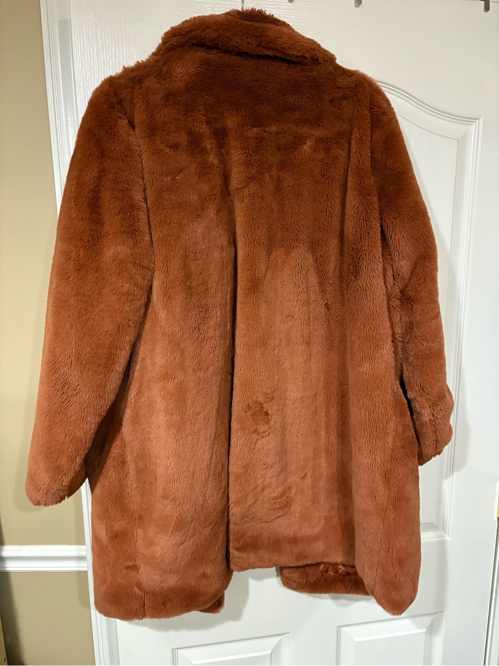 Time and Tru Women's Faux Fur Coat - Rust Brown - Picture 2 of 5